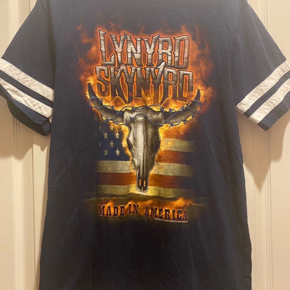 Lynard Skynard Live Nation Striped Short Sleeve Jersey T Shirt Size L Concert